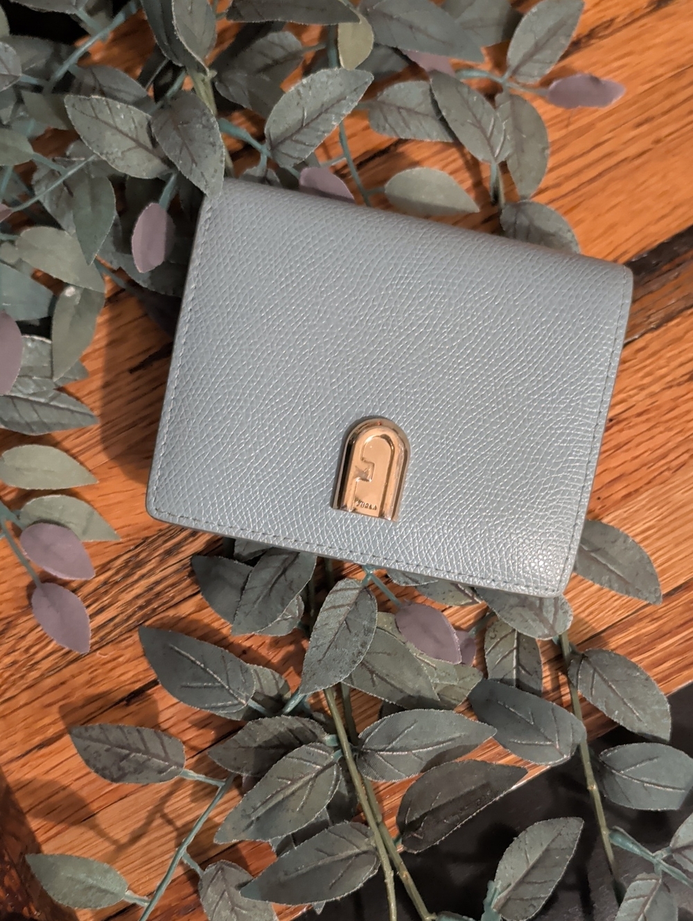 Furla Powder Blue Leather Compact Wallet...